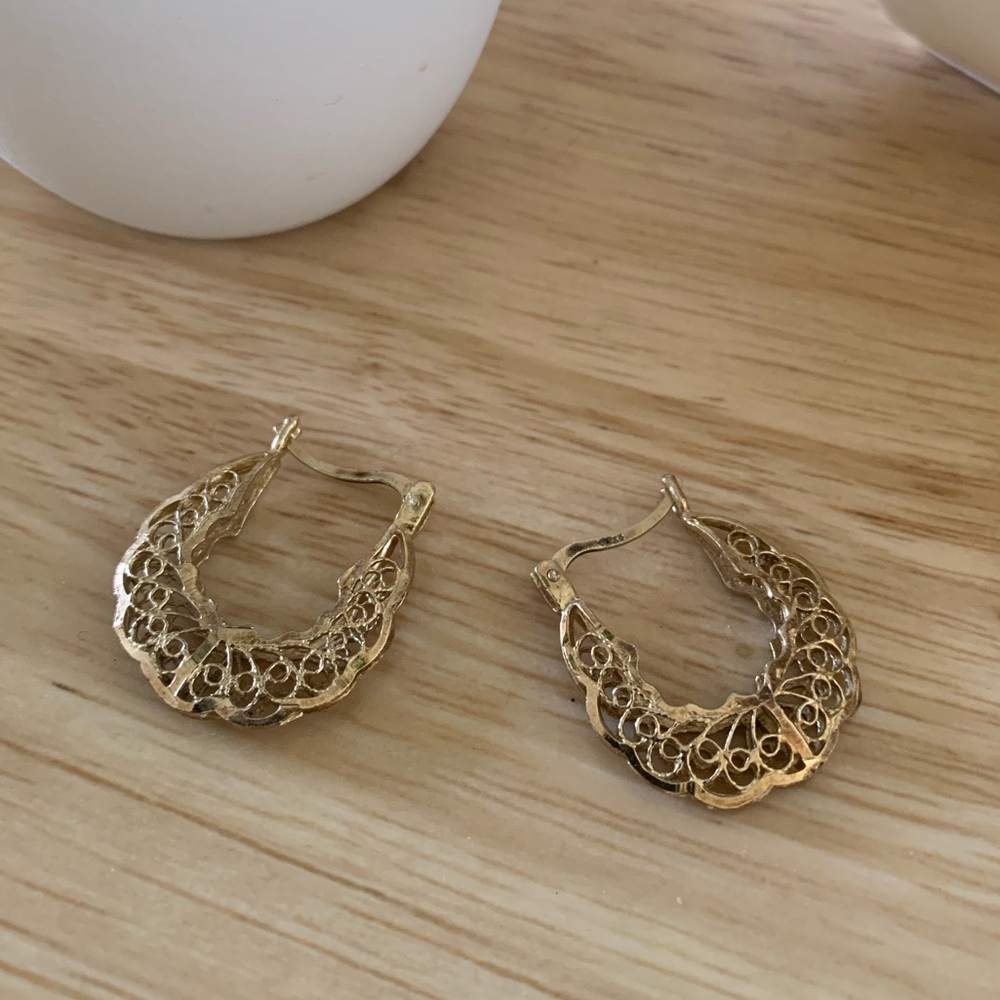 Vintage 925 Sterling Silver with Gold OverlayEarrings - Picture 2 of 9